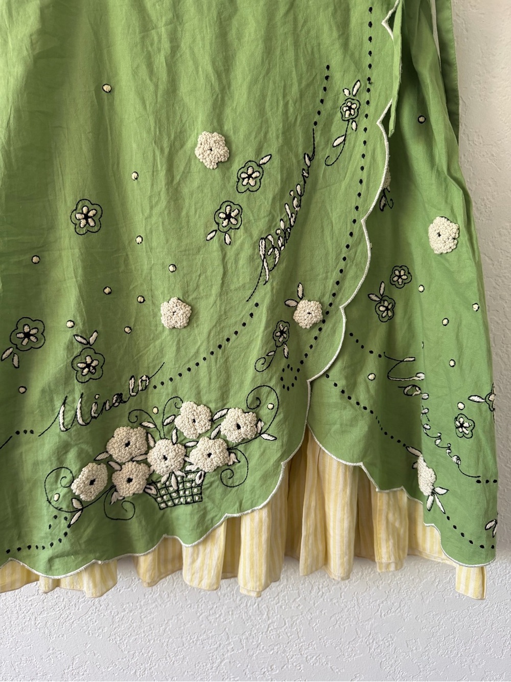 Odille Green Wrap Skirt with Cream Ruffle Trim - Picture 5 of 6